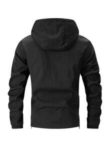 Chaqueta con capucha impresa ligera para hombre - Negro - Ver 3