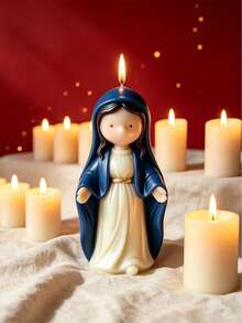 3pcs Cute Cartoon Virgin Mary 3D Silicone Candle Mold, Soft Silicone Material Easy Demolding, Suitable For Soy Wax, Plaster, Handmade Soap, Resin DIY, Perfect For Prayer Memorial Decor, Home Decoration, Healing Gift, Handmade Aromatherapy Shape Mold - Virgin Mary - View 3