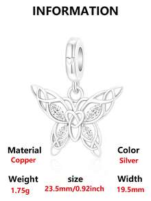 1pc Sweet Girl Colorful Oil Drop Butterfly Pendant Silver Jewelry Beaded Hollow Celtic Knot Rhinestone Glitter Gradient Blue Pink Butterfly Charm Handmade DIY Bracelet Loose Beads Romantic Gift For Girlfriend Best Friend Birthday Anniversary - Multicolor - View 12