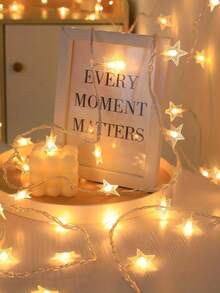 1pc Indoor Home Decor White Ball& Star Light String,Bedroom Wall Decor LED Fairy Light,Back To School Classroom Dorm Decor String Light - 黃光 - 查看 11
