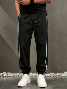 Pantalones de estilo universitario callejero para hombres, otoño - Azul Negro - Ver 4