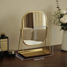 Vanity Mirror, Desktop Makeup Mirror, Metal European Vintage Style Desktop Vanity Mirror, Adjustable Stand High Definition Mirror, Bedroom Decor Ornament, Home Decor Mirror Student Dorm Portable Makeup Mirror, Suitable For Travel, Bedroom, Bathroom, Office, Vanity And Countertop, Makeup Tool, Back To School Season, Christmas Gift, Best Gift For Women - Multicolor - View 11