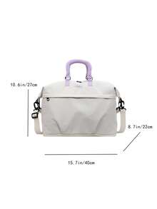 Korean Style Casual Large Capacity Colorblock Dopamine Water-Resistant Minimalist Durable Travel Bag With Luggage Strap Sleeve, Adjustable Wide Long Shoulder Strap, Expandable, Business Trip Short Trip Bag, One Shoulder Crossbody Gym Yoga Bag, Student Dorm Shopping Grocery Mommy Maternity Storage Bag, Fresh Sweet Feminine Versatile Portable Women's Travel Bag - Multicolor - View 13