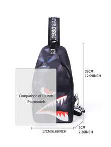 2pcs Shark Backpack + Chest Bag Set, Large Capacity Oversized Backpack, Personalized Full Print School Bag, Suitable For School, Travel, Vacation, Oxford Fabric Material, Back To School College Style Combo Bag - Multicolor - View 4