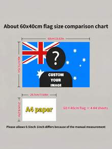 1pc Customized Australian Flag - Add Your Own Image And Text - Face Cutout - Suitable For Birthday, Wedding, Father's Day, Mother's Day, Valentine's Day, Home Decor - Also For Customized Tapestry, Garden Flag, Customized Flag - 澳洲旗幟 - 查看 5