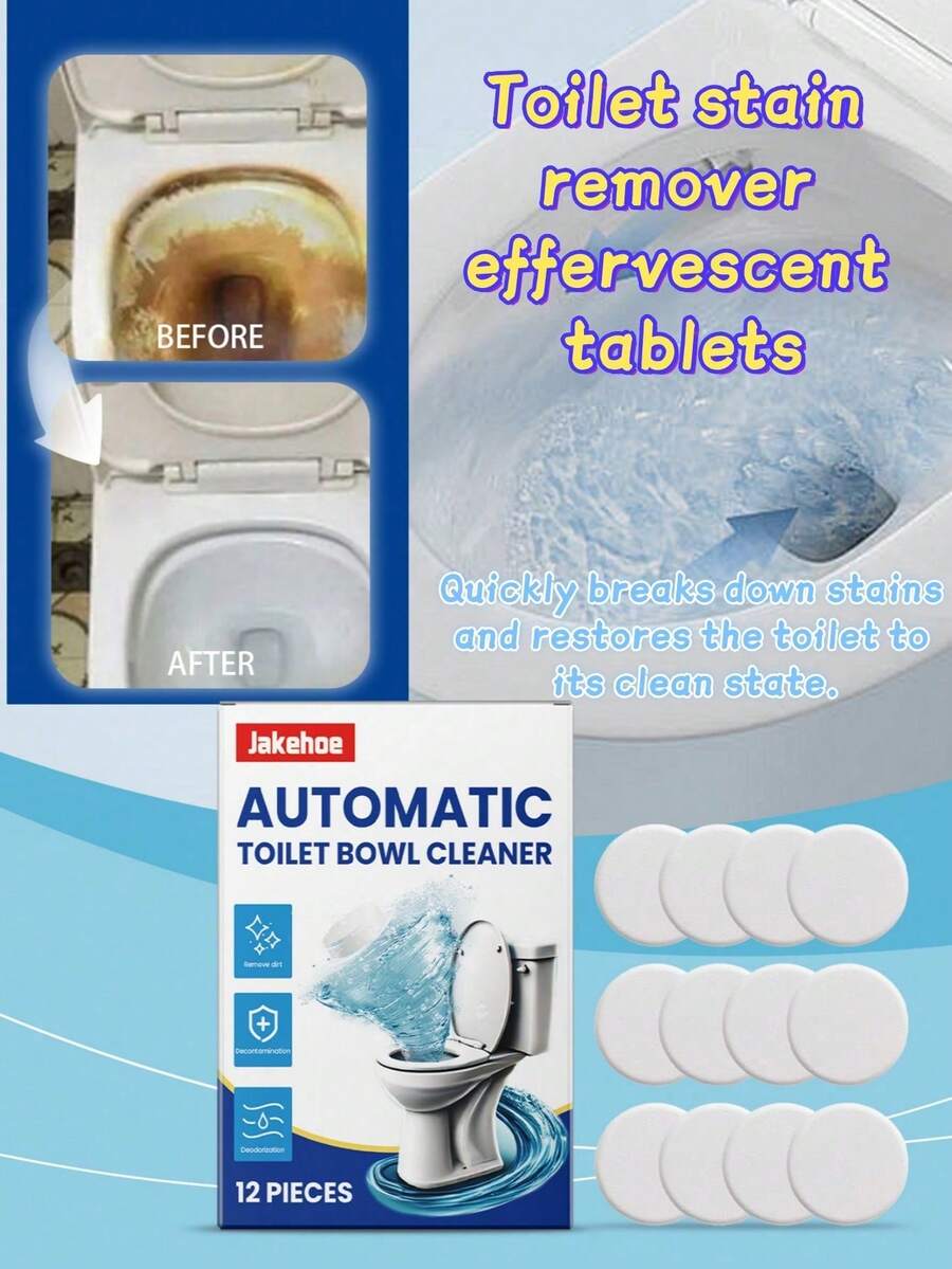 Toilet Bowl Cleaning Effervescent Tablets, Descaling Urine Stain Toilet Cleaner, Odor Remover - 固體 - 查看 1