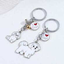 Llavero de perro maltés estilo de dibujos animados lindo, colgante de coche, accesorio creativo para mochila de pareja - Multicolor - Ver 9
