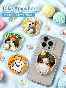 Custom Acrylic Phone Airbag Stand, DIY Photo Customized Back Sticker, Pet Star Cartoon Peripheral Customized Phone Support Bracket, 360° Rotating Telescopic Support Bracket, Fan Support Gift Couple Pet Customized - Multicolor - View 5