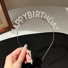 2 Colors Sequin Birthday Headband, Shiny Crystal Letter Birthday Crown, Headband, Lightweight Metal Hairband, Suitable For Women To Wear At Birthday Parties, Photo Shoots Or Celebration Occasions - Multicolor - View 3