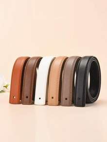 2/1pc 2.5cm Wide Buckle-Free Smooth Leather Belt For Women, Headless Pin Buckle, Flat-Back Design - Multicolor - View 7