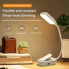 New Rechargeable LED Clamp Book Light, 360° Rotatable & Bendable, 3 Color Temperatures Dimmable, USB Charging Portable Reading Light, Bedroom Night Light - 夾書燈 - 查看 12