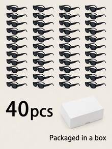 10/20 Pairs Vintage Black Rectangular Glasses, Solid-Color Photo Accessories, Unisex, Perfect For Weddings And Parties - Black - View 6