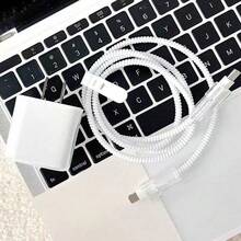5件組極簡海洋系列透明充電器保護套組，數據線保護套、充電頭保護套，適用於 20W/18W充電器，送給女友與好友的節日禮物 - 無色 - 查看 2
