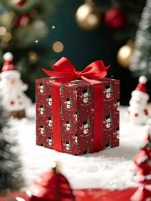1 Roll Of Christmas Gift Wrapping Paper Featuring Snowman And Christmas Tree Pattern;Perfect For Wrapping Christmas Gifts, Decorating For Christmas Parties, And Holiday Gift-Giving.1 Roll Size: 43 Cm X 300 Cm. - A - View 7