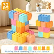 Soft Rubber Building Blocks For Infants, Educational And Cognitive Toys For Early Learning, Stacking And Building, Designed For Grasping Training, Chewable Soft Rubber Toys, Suitable For Baby, Promoting Cognitive Development, Birthday/Halloween Gift - Multicolor - View 18