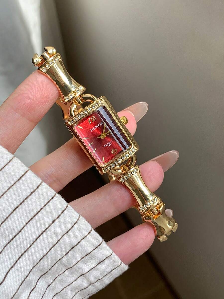 金色方形手鍊女款石英手錶 精緻小巧 適合日常搭配 生日/畢業禮物 休閒聚會 - 金色 - 查看 1