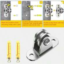 2/4Pcs Heavy Duty Fixed Pulley Detachable Pulley Block Kit Wall-Mounted Pulley Loading 176 Lb For Sliding Gate And Wire Rope - Silver - View 9