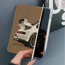 1PC Retro Racing Car Print Tablet Case 3+Y Fold Multi-Angle Magnetic Stand Tablet Case With Pen Slot & Auto Sleep/Wake Protective Cover, Compatible With IPad PRO/AIR, Compatible With SAMSUNG,Compatible With XIAOMI Pad 5/6/21,Compatible With Oppo Pad,Compatible With Huawei Matepad,Compatible With Honor Pad - Multicolor - View 4