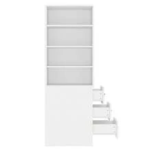=N880P3183334W 180cmhohes, Extra Narrow Bookcase With Side Drawers - Adjustable Shelves, Interchangeable Left And Right, Suitable For Small Spaces - Bookcase, Living Room - Tall Cabinet - White - View 7