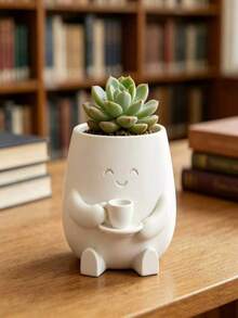 Cat-Shaped Succulent Planter, 3D Printed Mini Flower Pot With Drainage Hole, Cute Animal Plant Container, Suitable For Indoor Cactus Plants, Office Desk Decoration, Creative Home Decor Gift, For Plant Lovers - Multi-color - View 3