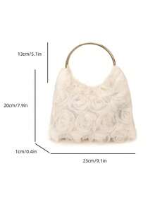 Dedoo 新款時尚百搭耐用金屬五金裝飾百褶大容量雲朵托特包 - 白色 - 查看 5
