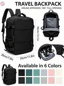 Dedoo Black Water Resistant Nylon Large Travel Backpack,Multi Compartments Side Pocket Adjustable Buckle Straps For Air Travel School Gym Weekend Daily Work - Black - View 1