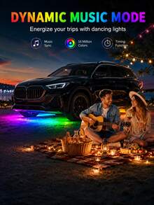 XF.Meraki Smart RGB Car Underglow Light Kit, App And RF Remote Control, IP67 Waterproof, Decorative Lights, 16 Million Color LED Strip, Music Sync - 1-to-4 - View 3