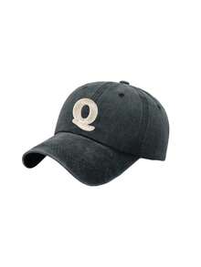 1Pc Unisex A-Z Letter Outdoors Fashionable Leisure Washed Baseball Cap, Adjustable Outdoor Sun Protection Casual Hat,Suitable For Daily Matching - Black - View 17