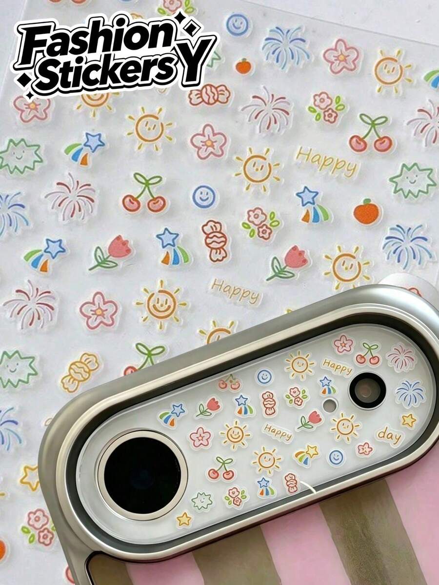 1 buah Stiker Kartun Macaron Gambar Tangan, Berbagai Pola Cerah, Palet Warna Kontras Segar yang Menenangkan. Dilengkapi dengan Perekat Lembut di Bagian Belakang, Mudah Dilepas dan Tidak Meninggalkan Residu, Cocok untuk Casing Ponsel, Kamera CCD, Dekorasi Kotak Penyimpanan, Menciptakan Efek Dekorasi Barang Kecil yang Cerah. - 1 buah CF1721 - View 1