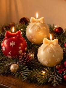 Christmas Decoration Ball Aromatherapy Candle Silicone Mold, Integrated Bowknot Snowflake Embossed Round Ball Casting Mold, Suitable For Aromatherapy Wax And Home Decor, Ideal For Window Display Arrangement, Christmas Gift Box Inner Decoration, Bulk Customized Holiday Handmade Gift Mold - Silicone Candle Mold - View 1