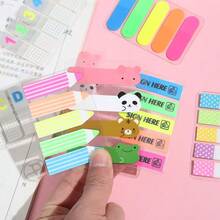 5pcs Colorful Fluorescent Index Tabs Cartoon Animal Letter Number Page Divider PET Writable Sticky Notes Notebook Classification Labels Bookmark Indicator Stickers Student Stationery Back To School Essentials - one-size - View 10