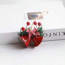 1pc Christmas Holiday Decoration Double Bell Christmas Tree Pendant Handmade DIY Accessory Metal Bell Hanging Ornament - 1PC - View 7