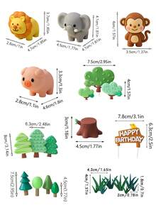 1pc Neutral Baby Jungle Animal Soft Decor, For Dessert Table Decoration, Forest Style Cake Topper, Suitable For Baby Shower And Birthday Party - Multicolor - View 7