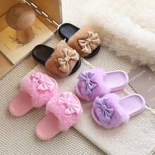 Children's Cute Fluffy Bow Indoor Slippers - Pink - View 6