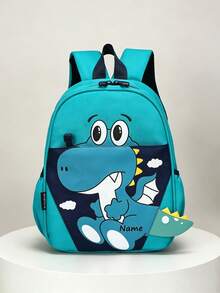 1pc Personalized Back To School Cute Dinosaur Backpack, Zipper Closure Nylon Material, Adjustable Shoulder Straps, Hand-Carry, Suitable For School, Shopping, Daily Outings, Outdoor Trips. Birthday Gift. - Multicolor - View 4