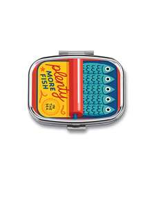 Sardine & Sea Bream Pattern Square Metal Pill Box, Square Mini Pill Box With Compartments, Portable Storage Box For Travel & Home Use, Travel Essential, 2-Compartment Portable Pill Box, Suitable For Storing Medicine, Vitamins, Jewelry, Earrings, Applicable For Travel, Outdoor Activities, Pockets, Handbags - Great Gift For Birthdays And Holidays - Multicolor - View 16