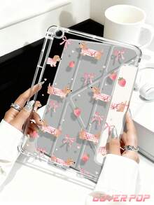 臘腸狗蝴蝶結櫻桃圖案保護殼，相容 iPad Air 4/5 10.9 吋、iPad 7/8/9 10.2 吋，內建筆槽，相容 Tab S6 10.4 吋、Tab A7 Lite 8.7 吋，返校季情人節新年禮物 - 彩色 - 查看 5