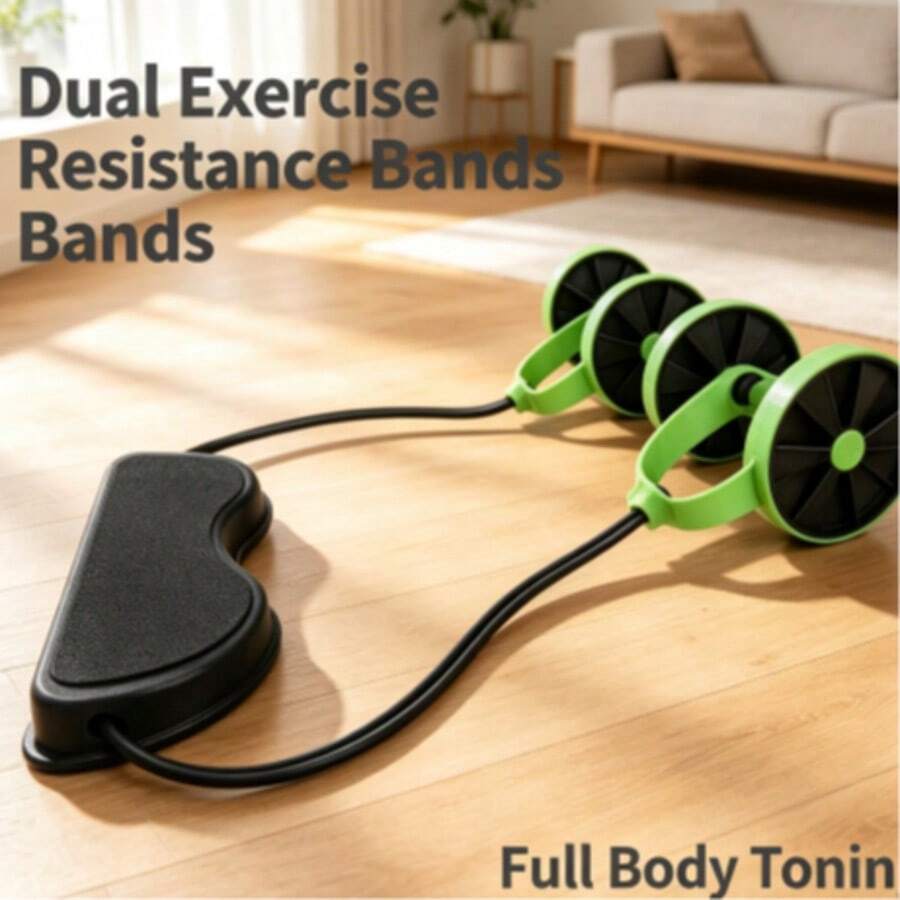 Dual-Wheel Foot Pedal Resistance Trainer With Extended Cord, Full-Body Muscle Shaping Equipment, Foldable Exercise Gear For Living Room Nook And Terrace Daily Workout Arrangement - Multicolor - View 1