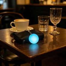 Round Rechargeable Touch Sensor LED Handbag Light, Automatic Dual Mode Portable Wallet Light, Suitable For Dark Bags, Romantic Cute Fashion Keychain Night Light, Women's USB Rechargeable Mini Bag Lighting Accessory, Long Battery Life - 藍色圓形 - 查看 3