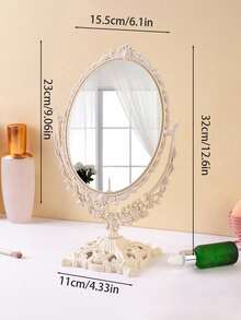 1pc Freestanding Makeup Mirror, Double-Sided 360° Swivel Makeup Mirror, Professional Eye Makeup Tools For Lash Styling, Daily Beauty Routine, Vanity Table, Daily Desktop Makeup Mirror, Home Decor, Makeup Mirror - Multicolor - View 9