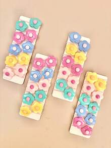 12/24/36/48pcs Random Fresh Macaron Colorblock Floral Hair Scrunchies, Cute Versatile Hair Accessories For Girls - Multicolor - View 7