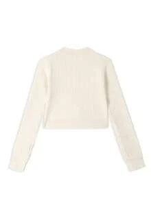 New Short Slim Fit Cardigan Jacket Versatile Round Neck Zipper Top Fall - Apricot - View 5