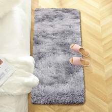 1pc, Tie Dye Pink/Camel/Light Gray Plush Rug Fluffy Area Rug, High Quality Cute Comfortable Warm Plush Area Rug, Interior Decorative Rug, Long Path Rug For Dining Room, Kitchen, Hallway, Bedside, Bedroom And Living Room - Light Grey - View 14