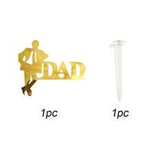 1pc/3pcs Acrylic "Happy Father's Day" And "Happy Father's Birthday" Cake Topper Set - Gold/Black/Blue/Silver "World's Best Dad" Cake Decoration For Men's Birthday And Father's Day Party Supplies - Multicolor - View 18