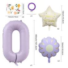40 Inch Pastel Printed Number Foil Balloon Set, Floral & Heart Pattern Digital Mylar Balloons With Daisy Flower & Happy Birthday Star Balloons, Neutral Milestone Birthday Party Decorations, Photo Booth Supplies - Flower Balloon - View 34