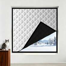 1pc Thermal Insulated Curtain, Winter Windproof Thermal Curtain, Cold-Proof Warm, Blackout, Sunshade, Sound-Insulating Curtain - Silver - View 1