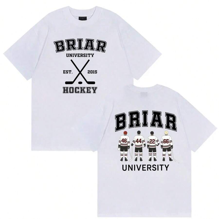 Briar Hockey Off-Campus TV-Serie T-Shirts Briar University Kleidung Kurzarm T-Shirt für Männer und Frauen, Lässige Mode, Baumwoll T-Shirt KSF6 - Weiss - Übersicht 1