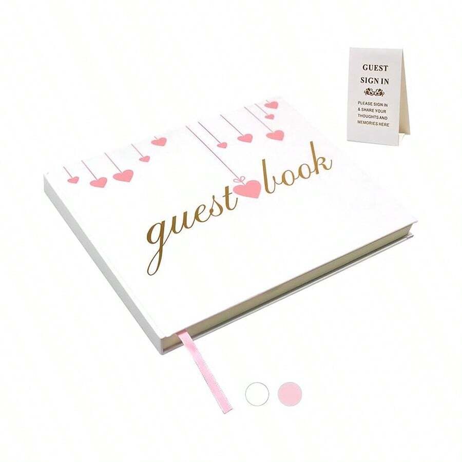Elegant Hardcover Guest Book For Weddings Baby Showers And Special Events White Lined Keepsake Album With 150 Pages - White - View 1