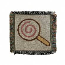1pc Boho Woven Square Coaster With Tassel Fringe, Vintage Cartoon Pattern Heat Resistant Non-Slip Drink Cup Mat, Aesthetic Table Ornament, Reusable Coffee Tea Mug Pad, Holiday Gift For Christmas Halloween Thanksgiving, Home Kitchen Dining Room Decor - Multicolor - View 13