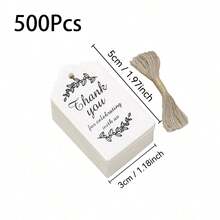 50/100/200/500个牛皮纸礼品标签，配麻绳，感谢标签，适用于婚礼、新娘送礼会、生日、派对、婚礼回礼、感恩节或其他特殊场合，礼品标签，礼盒标签，感谢卡，吊牌 - 彩色 - 查看 21